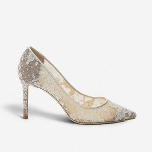 Jimmy Choo ROMY 85 Ivory Floral Lace Pointy Toe